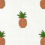 Schumacher 81530 Pineapple Embroidery Apricot On Ivory fabric swatch