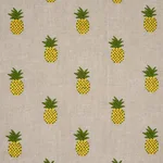 Schumacher 81531 Pineapple Embroidery Green On Natural fabric swatch