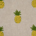Schumacher 81531 Pineapple Embroidery Green On Natural fabric swatch