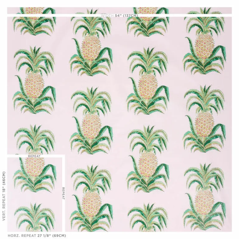 Schumacher 178802 Pineapples Chintz Blush fabric swatch