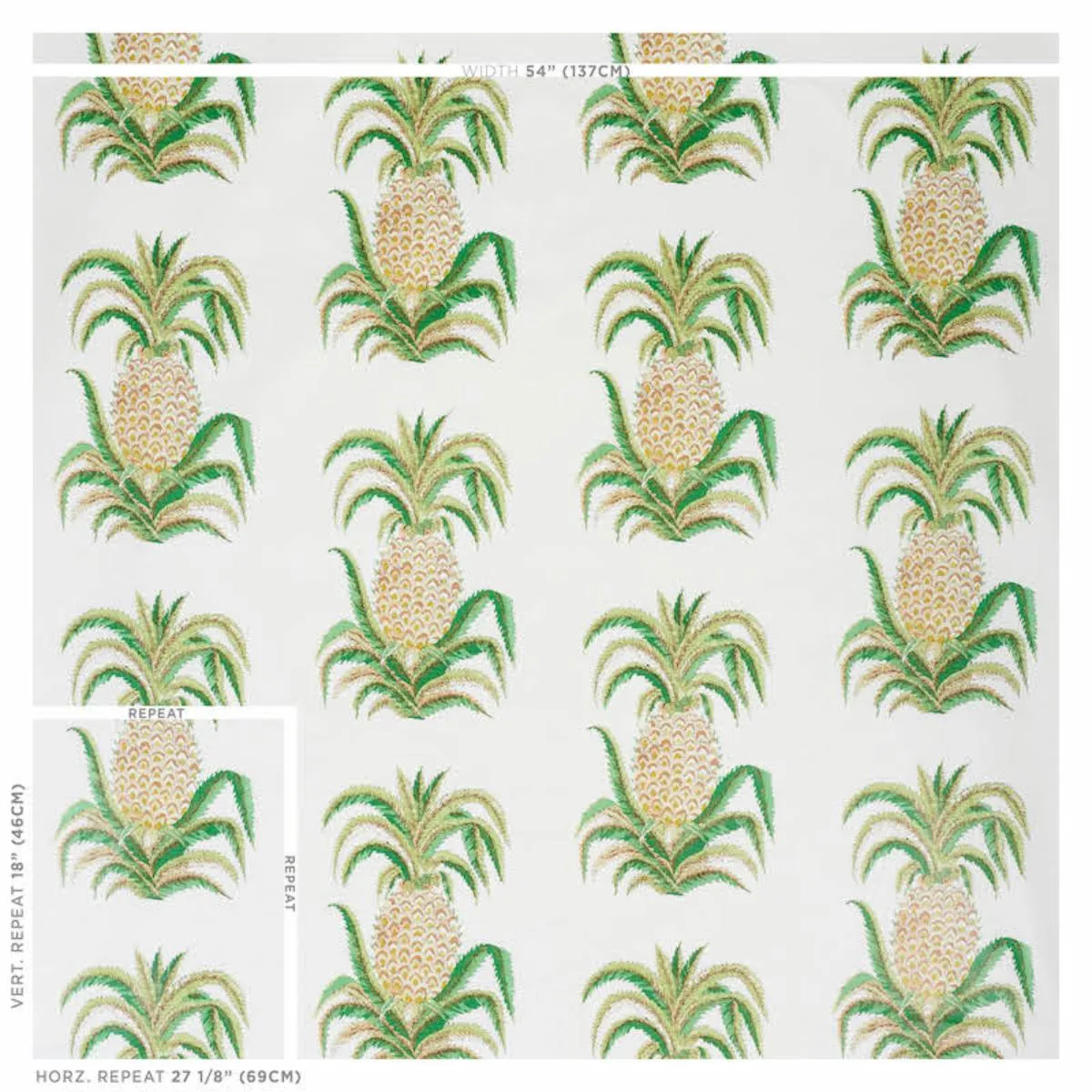 Schumacher 178800 Pineapples Chintz Ivory fabric swatch