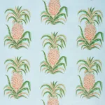 Schumacher 178801 Pineapples Chintz Sky fabric swatch