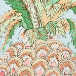 Schumacher 178801 Pineapples Chintz Sky fabric swatch