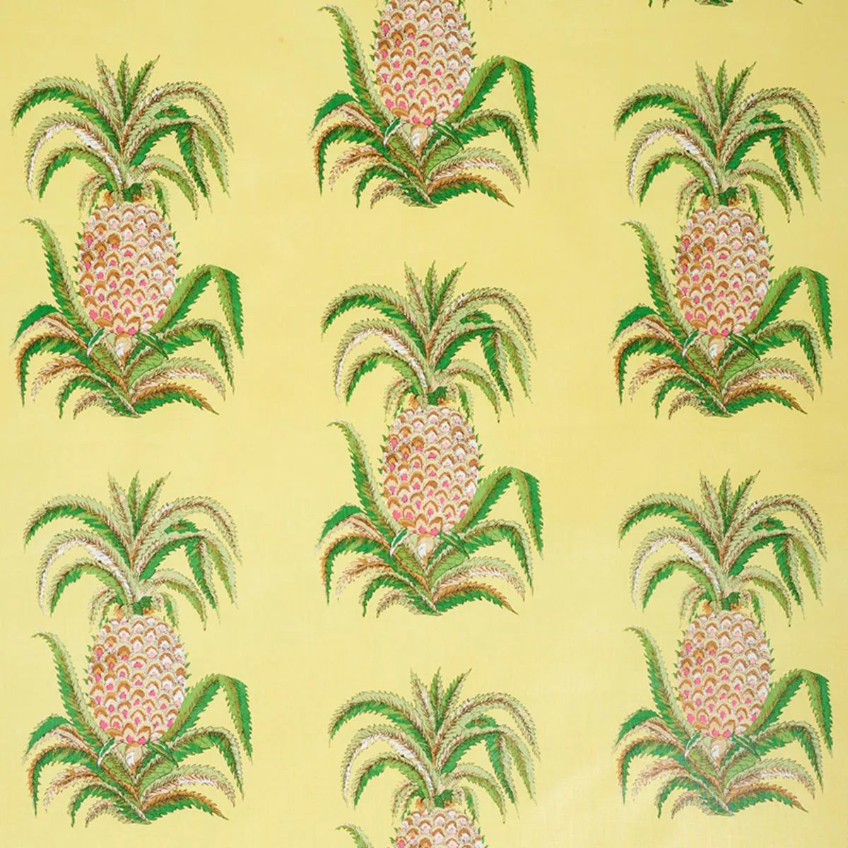 Schumacher 178803 Pineapples Chintz Yellow fabric swatch