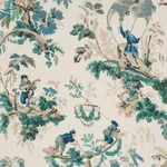 Schumacher 172854 Plaisirs De La Chine Emerald & Peacock fabric swatch