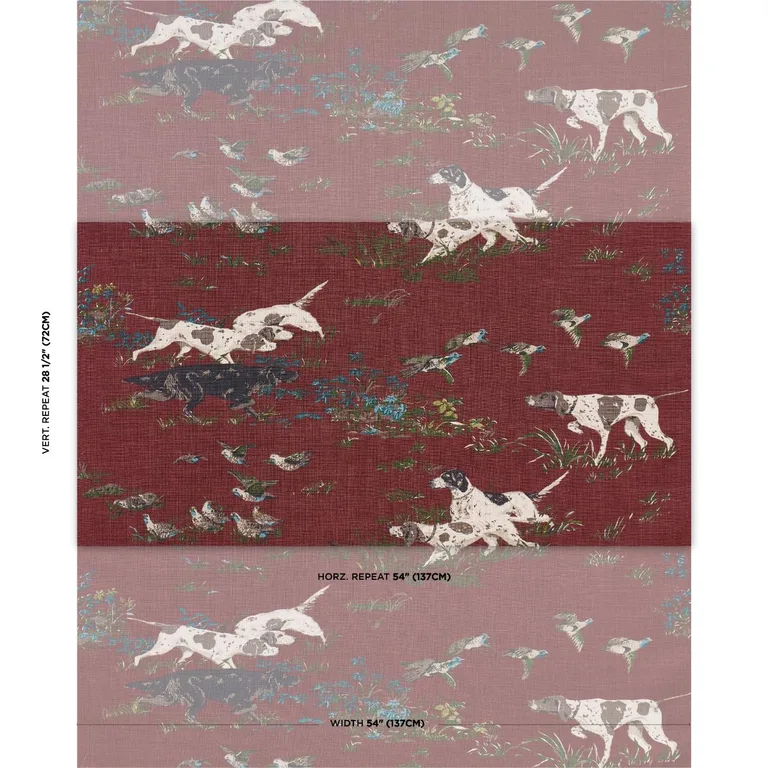 Schumacher 175165 Pointers Burgundy fabric swatch