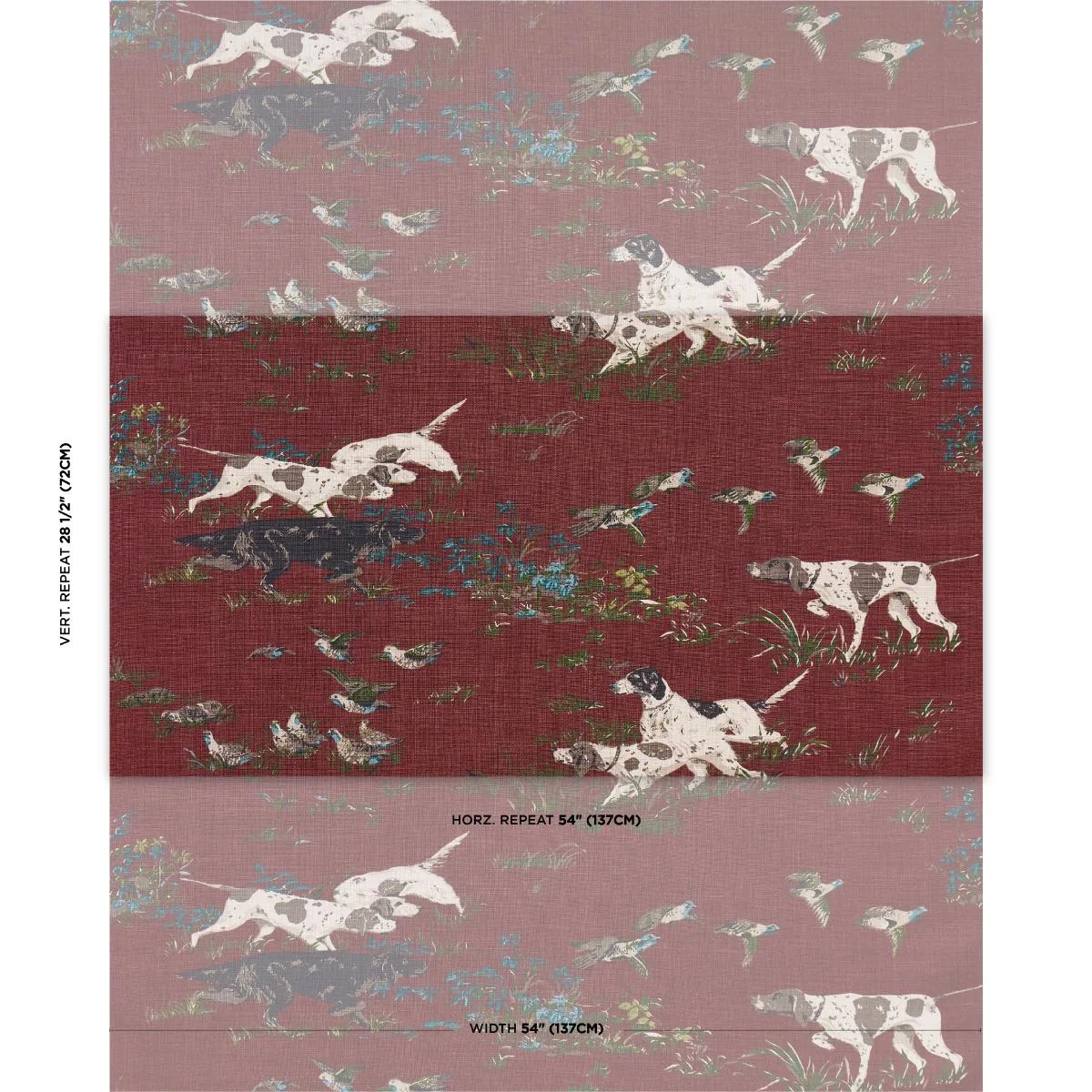 Schumacher 175165 Pointers Burgundy fabric swatch