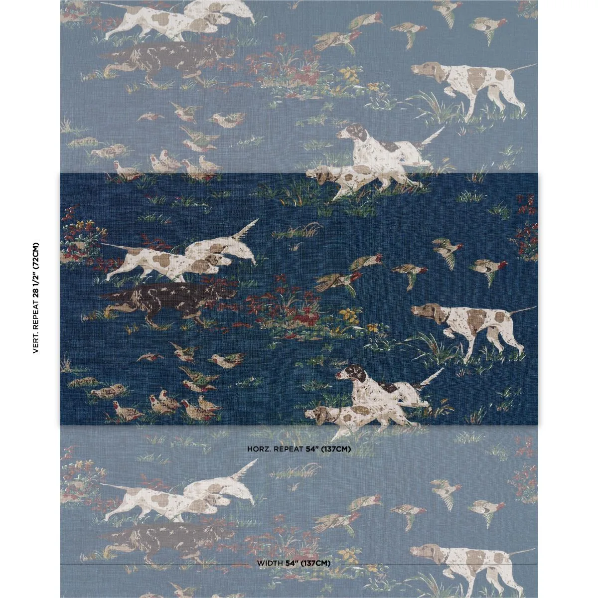Schumacher 175163 Pointers Indigo fabric swatch
