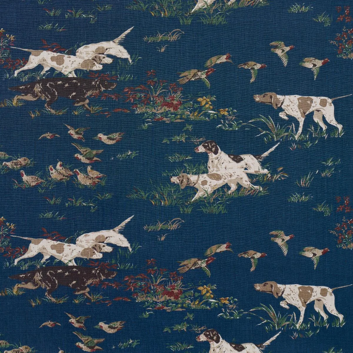 Schumacher 175163 Pointers Indigo fabric swatch