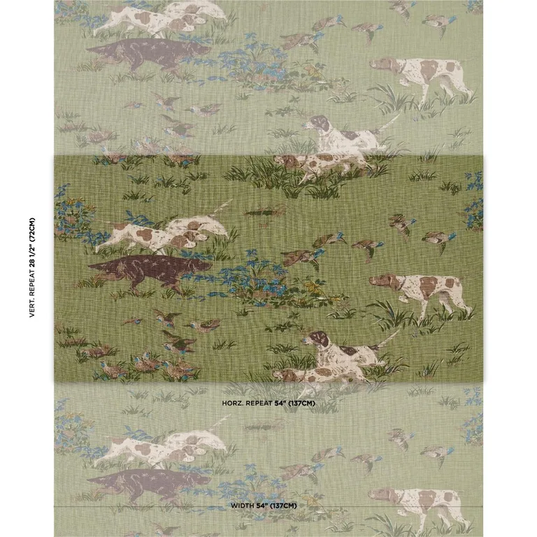 Schumacher 175164 Pointers Meadow fabric swatch