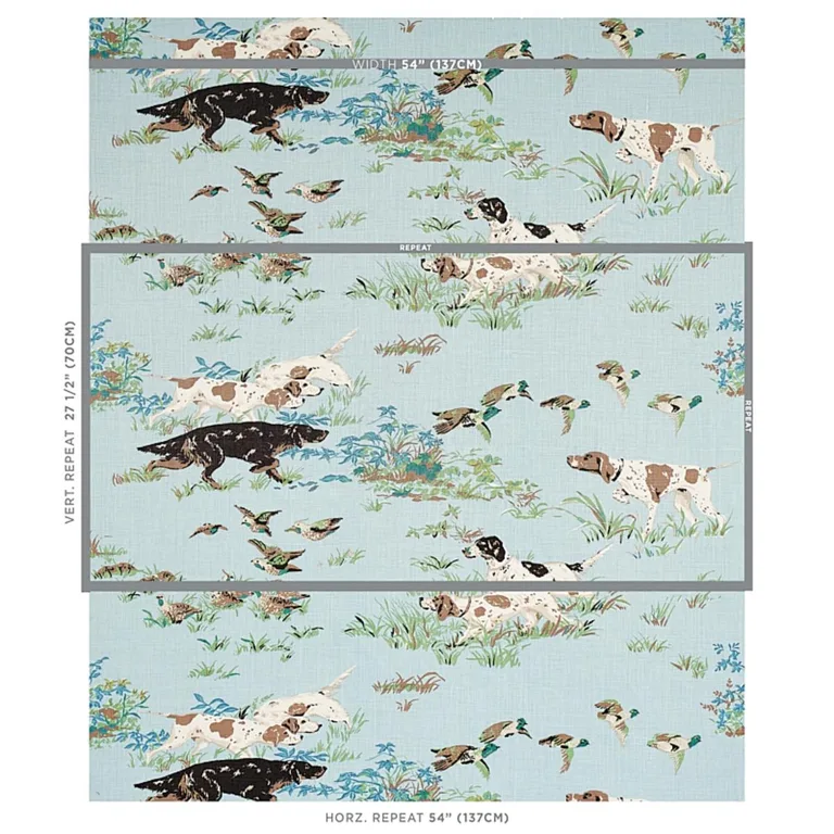 Schumacher 175161 Pointers Sky fabric swatch