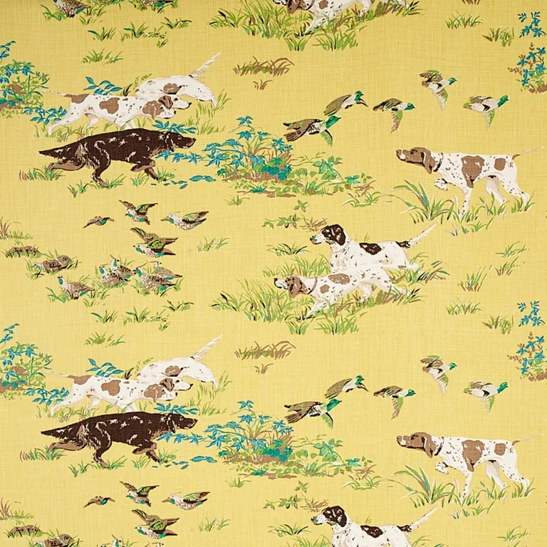 Schumacher 175162 Pointers Yellow fabric swatch