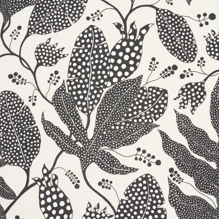 Schumacher 181653 Polka Dot Jungle Black & Cream fabric swatch