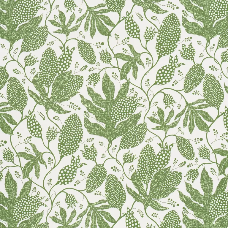 Schumacher 181652 Polka Dot Jungle Green & Ivory fabric swatch