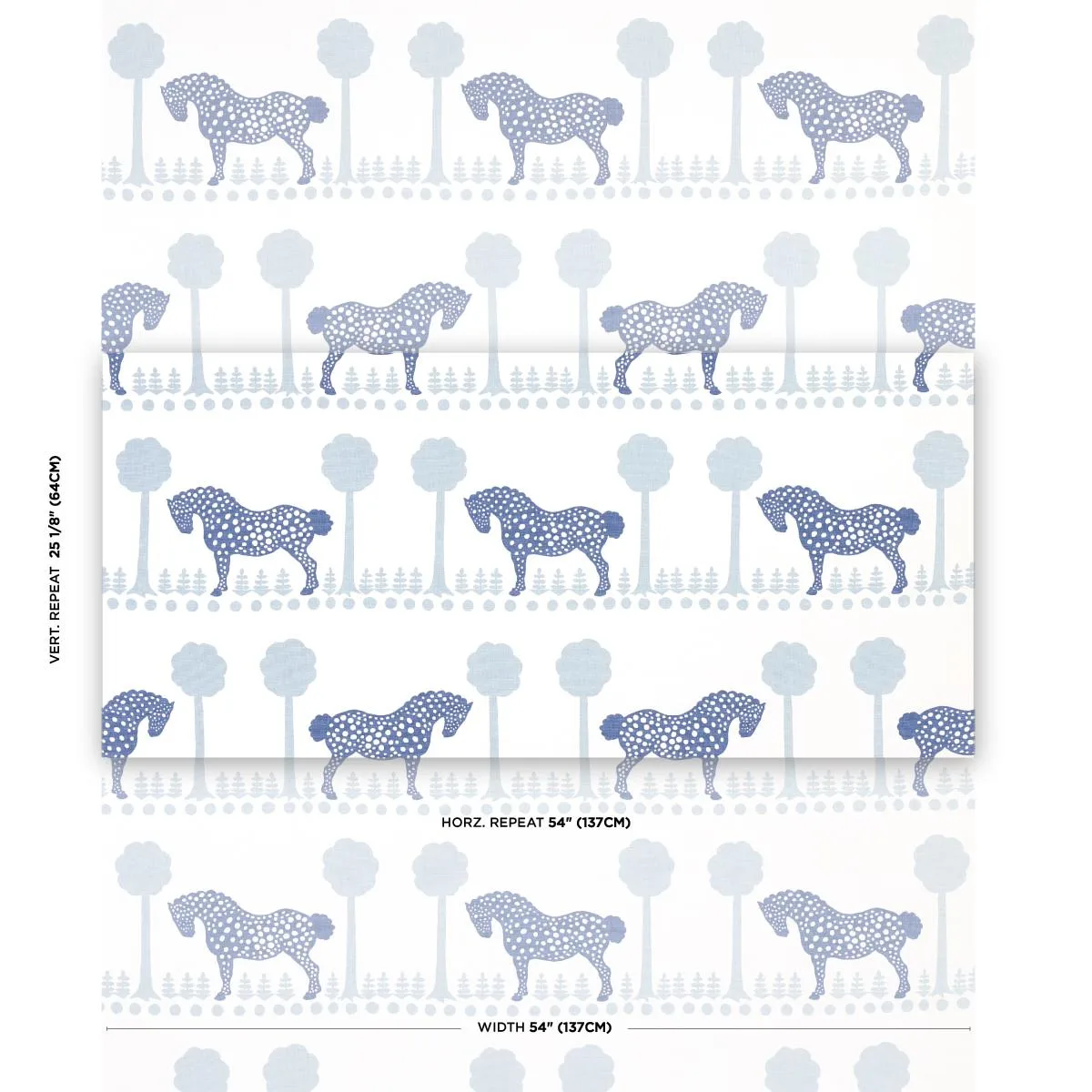 Schumacher 180901 Polka Dot Pony Blue fabric swatch