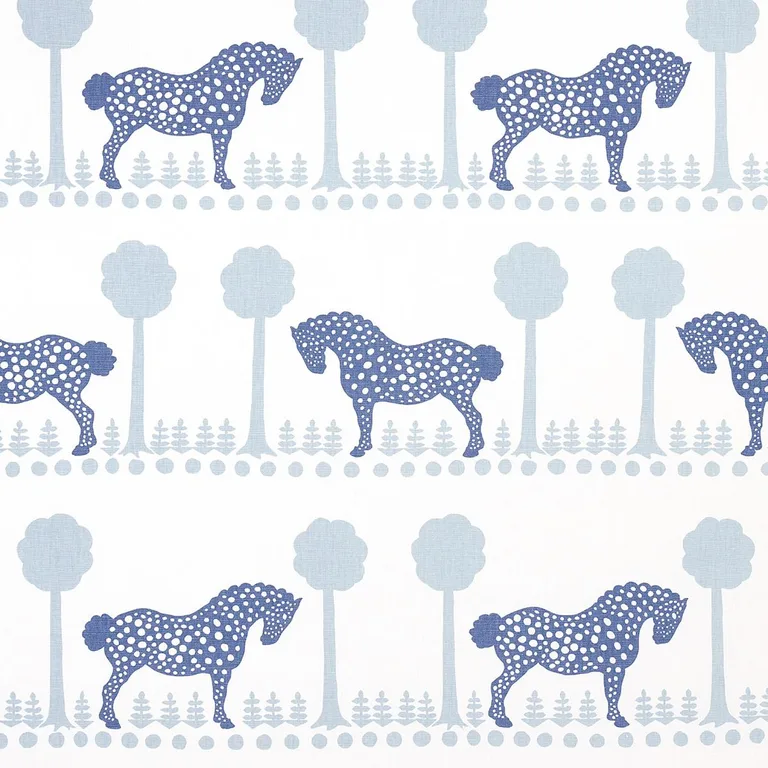 Schumacher 180901 Polka Dot Pony Blue fabric swatch
