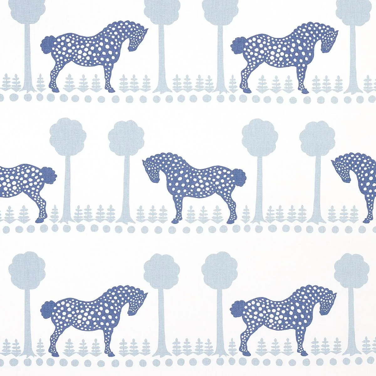 Schumacher 180901 Polka Dot Pony Blue fabric swatch