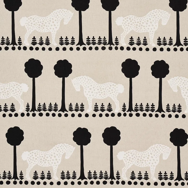 Schumacher 180902 Polka Dot Pony Natural fabric swatch