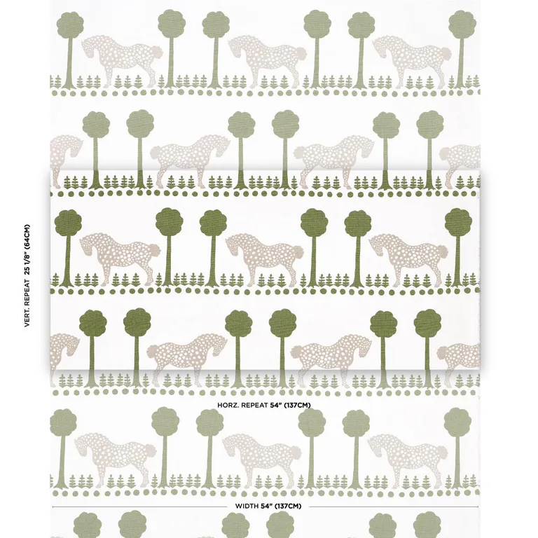Schumacher 180900 Polka Dot Pony Olive fabric swatch