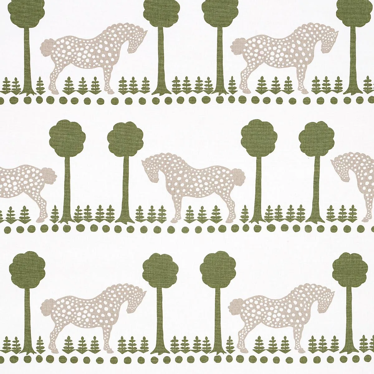 Schumacher 180900 Polka Dot Pony Olive fabric swatch