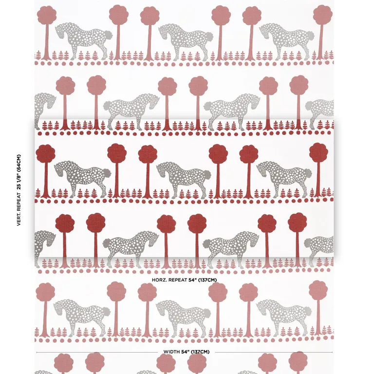 Schumacher 180903 Polka Dot Pony Red fabric swatch