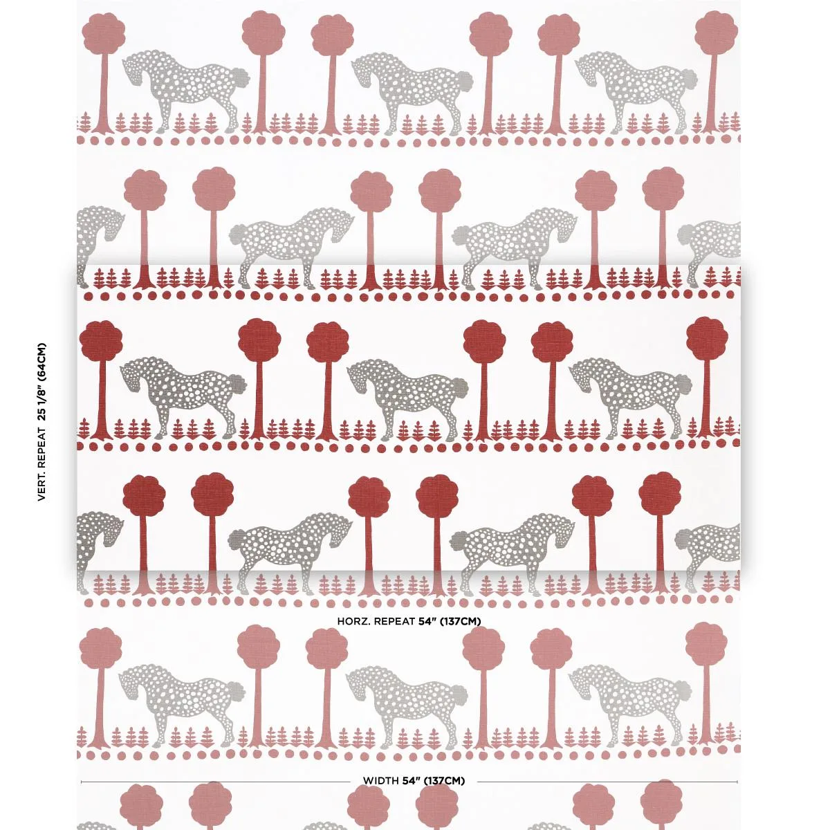 Schumacher 180903 Polka Dot Pony Red fabric swatch