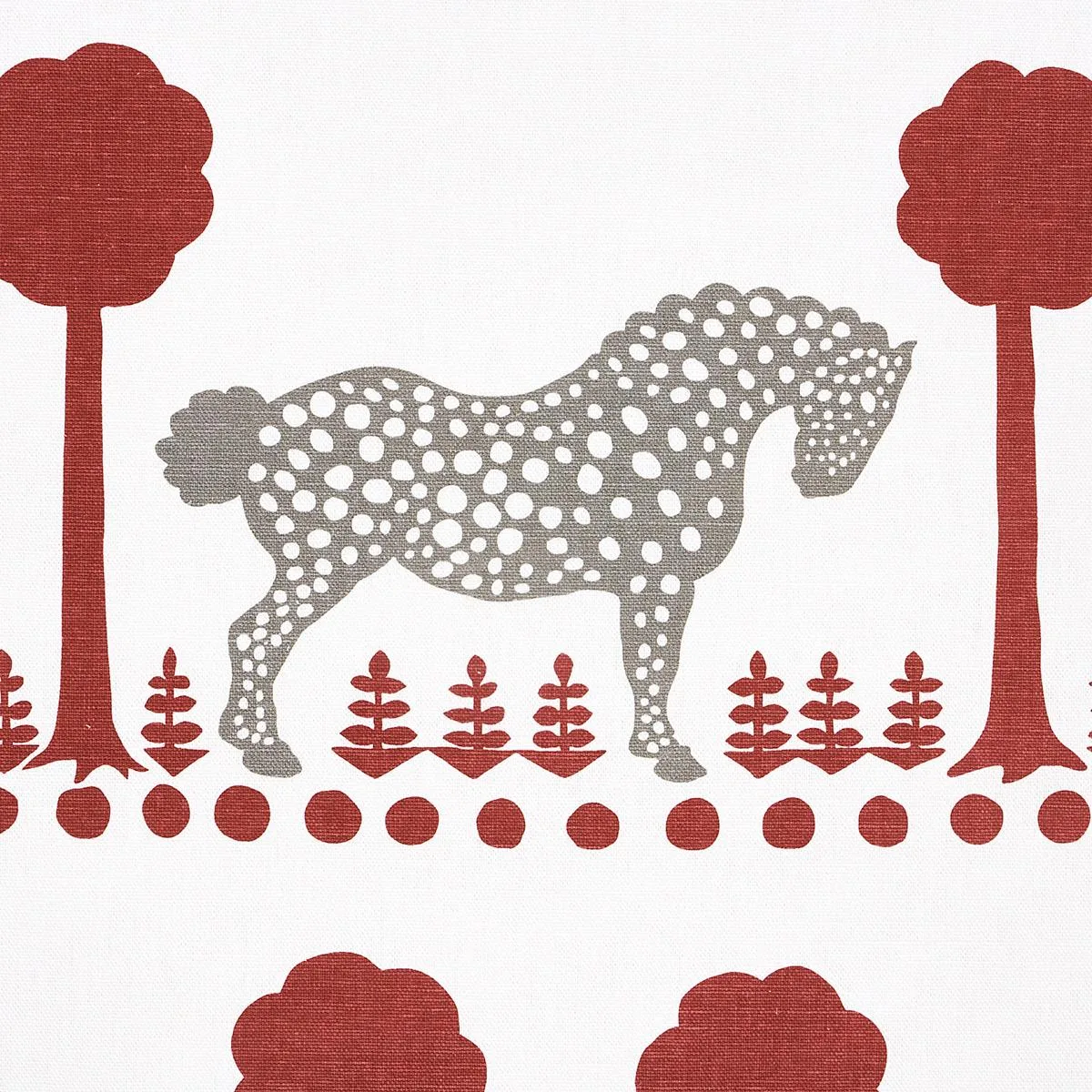 Schumacher 180903 Polka Dot Pony Red fabric swatch