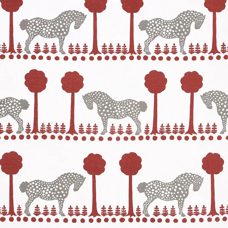 Schumacher 180903 Polka Dot Pony Red fabric swatch