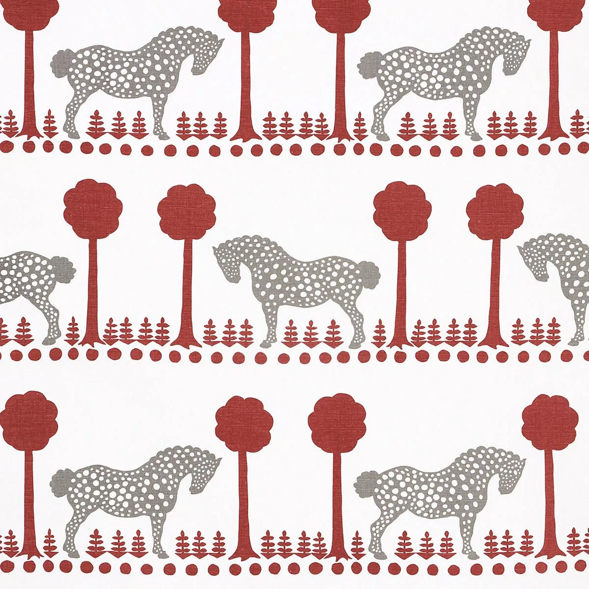 Schumacher 180903 Polka Dot Pony Red fabric swatch
