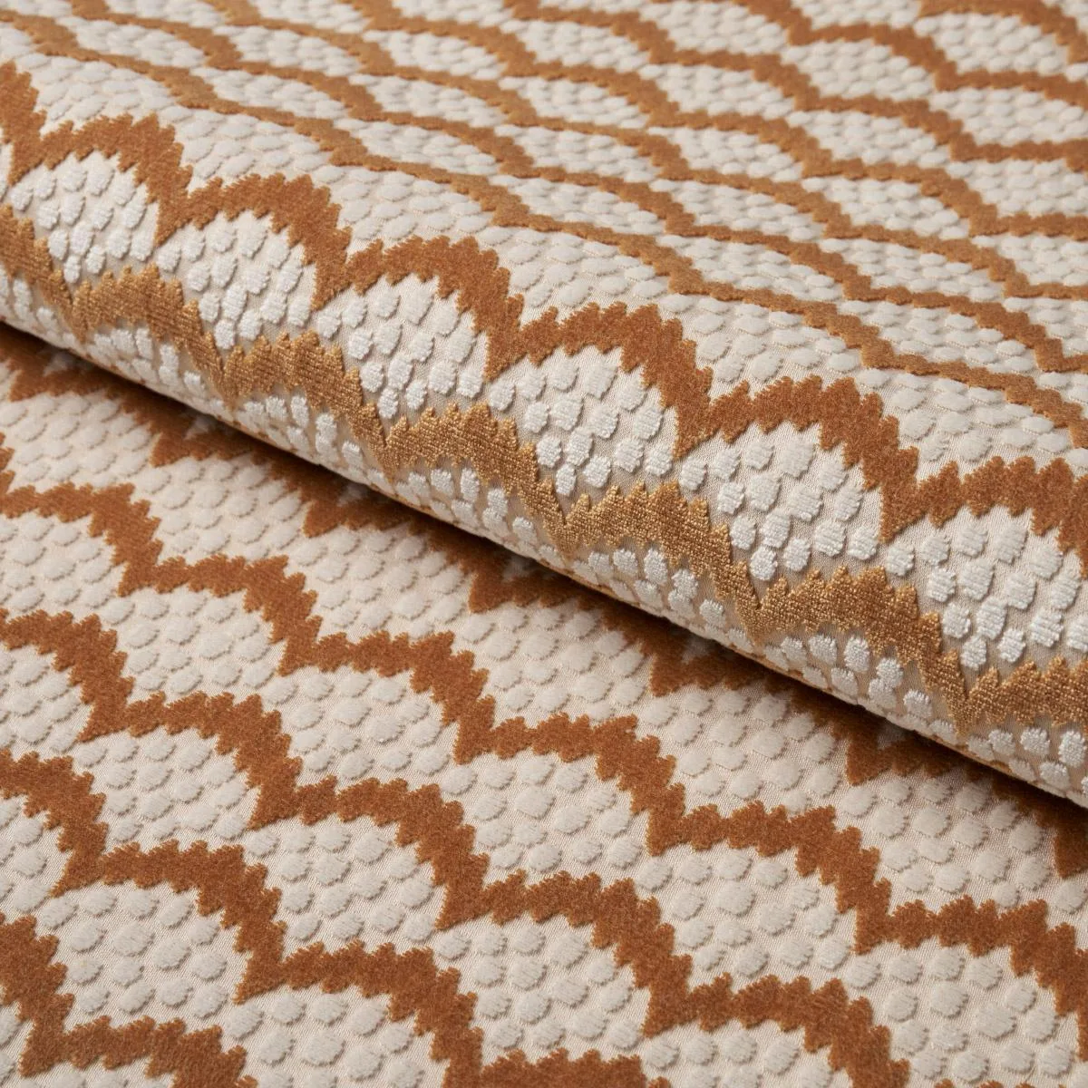 Schumacher 181421 Pollen Cut Velvet Ochre fabric swatch