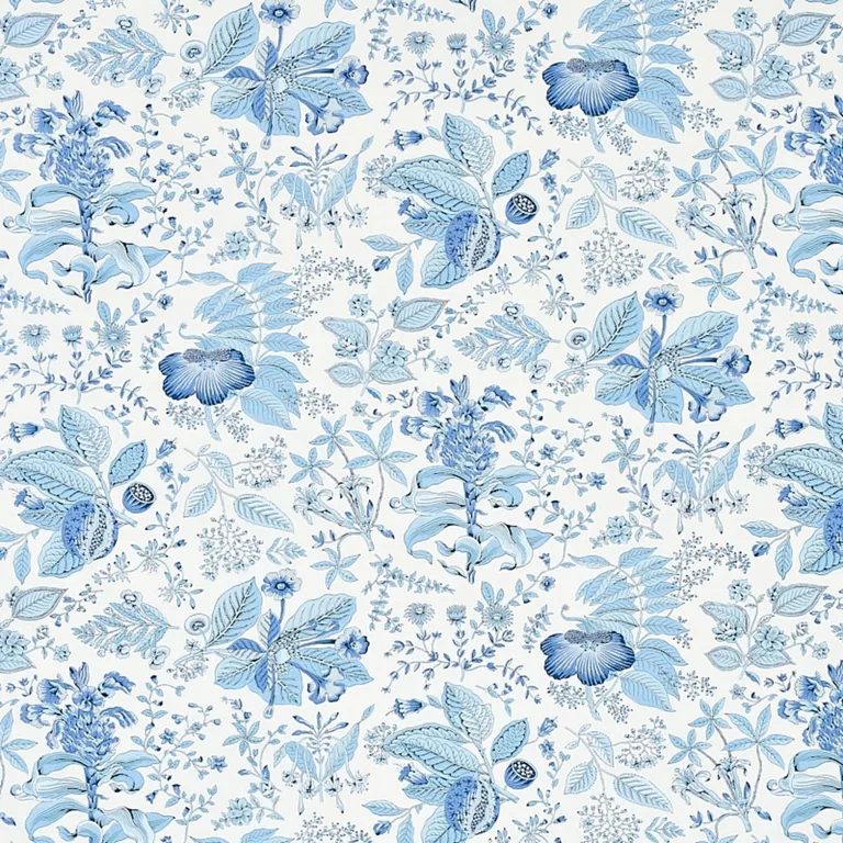 Schumacher 178124 Pomegranate Botanical Blue fabric swatch