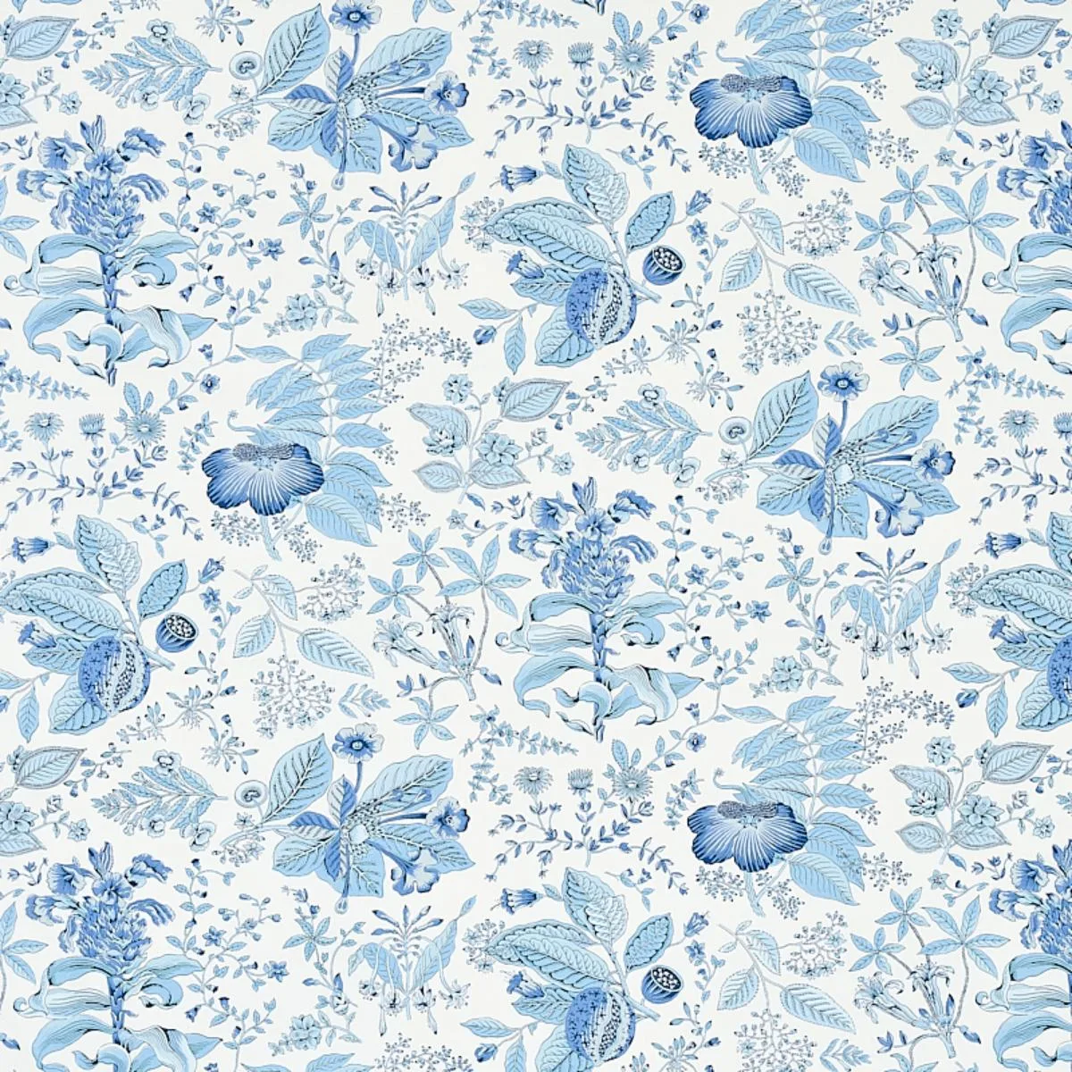 Schumacher 178124 Pomegranate Botanical Blue fabric swatch