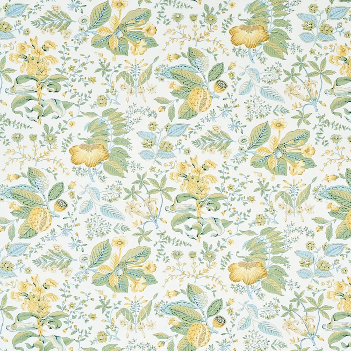 Schumacher 178123 Pomegranate Botanical Citron fabric swatch