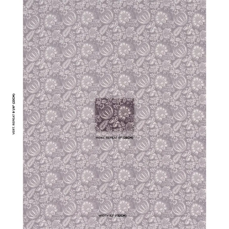 Schumacher 177697 Pomegranate Print Aubergine fabric swatch