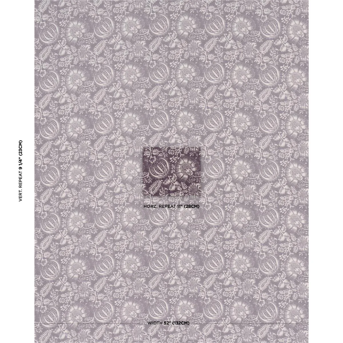 Schumacher 177697 Pomegranate Print Aubergine fabric swatch