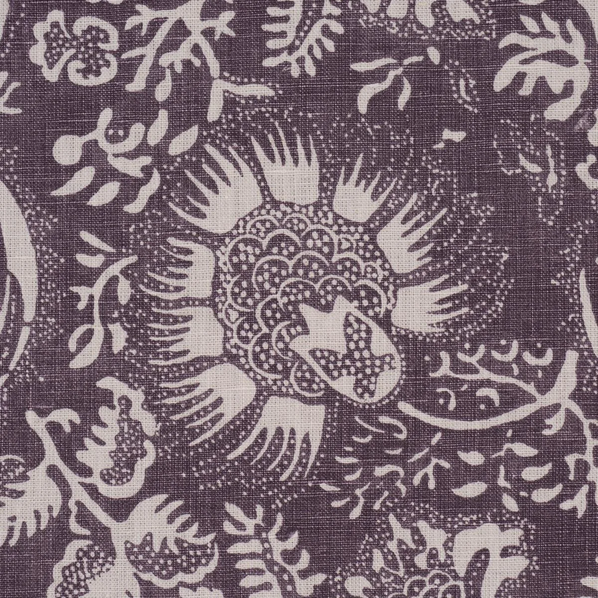 Schumacher 177697 Pomegranate Print Aubergine fabric swatch