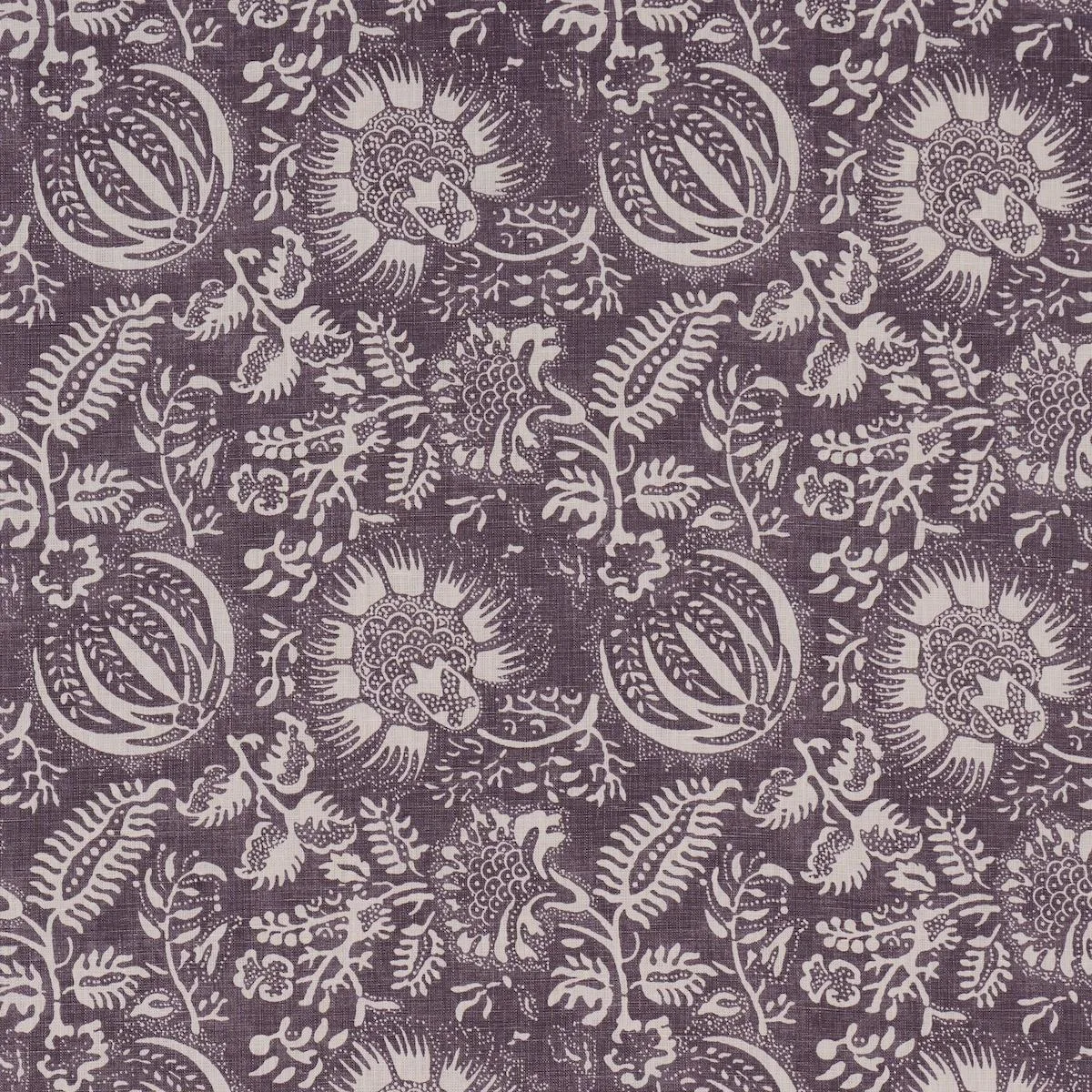 Schumacher 177697 Pomegranate Print Aubergine fabric swatch