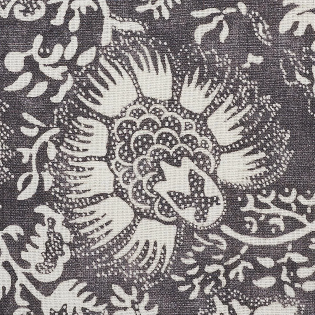 Schumacher 177691 Pomegranate Print Charcoal fabric swatch