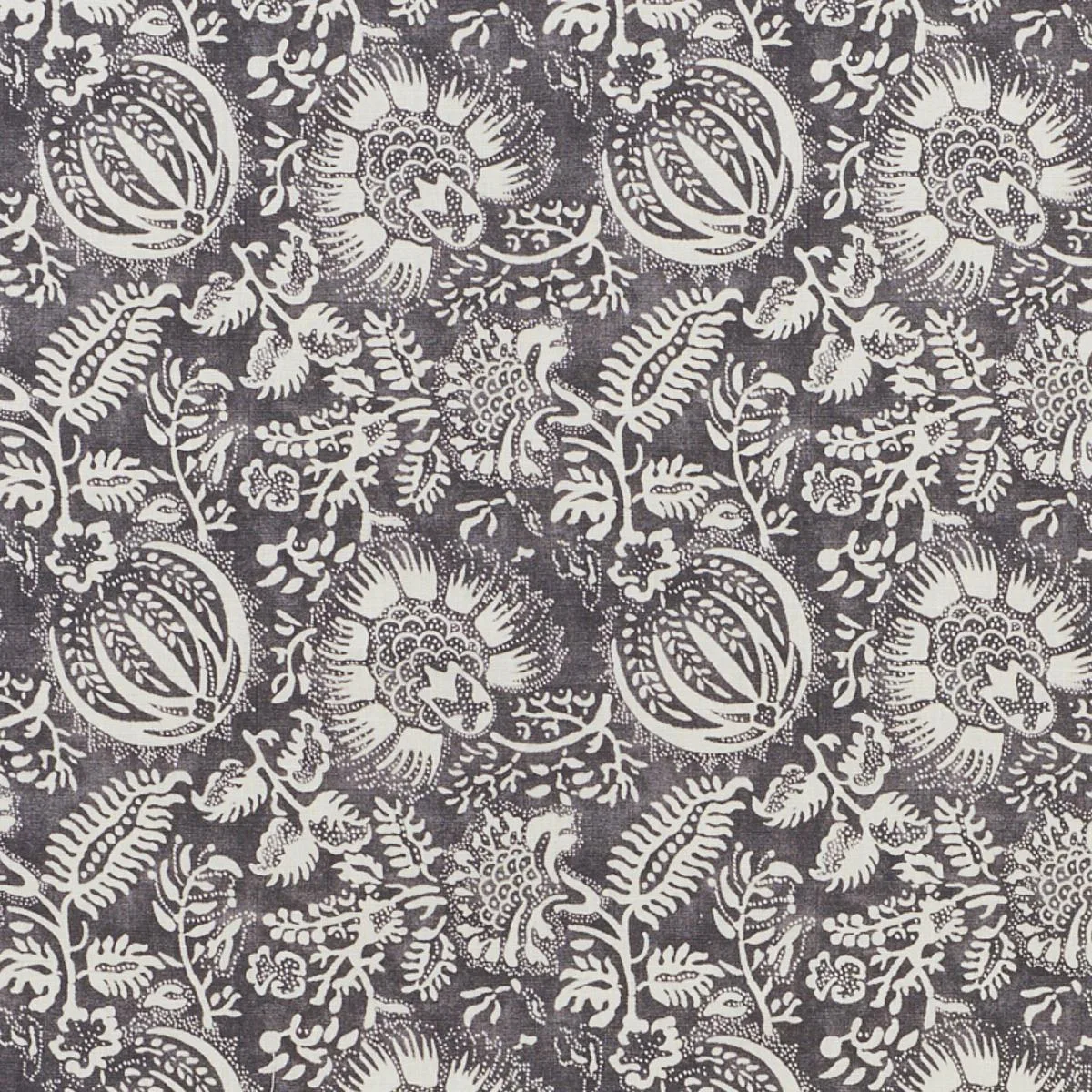 Schumacher 177691 Pomegranate Print Charcoal fabric swatch