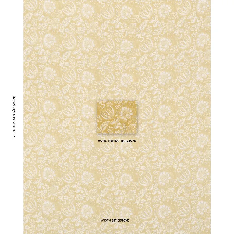 Schumacher 177694 Pomegranate Print Citron fabric swatch