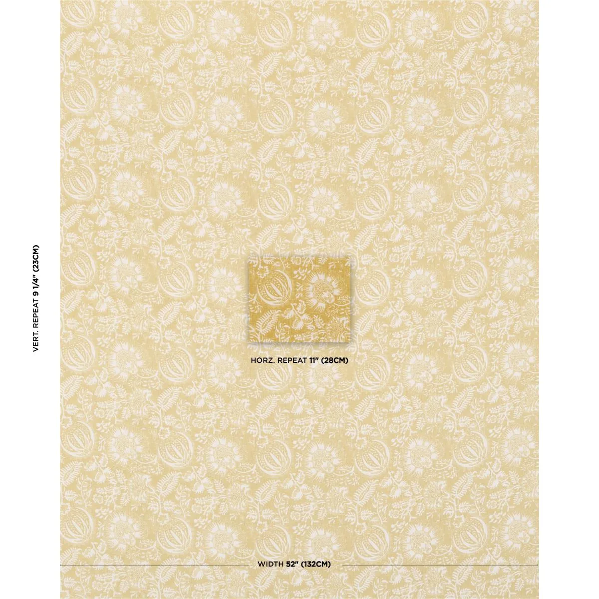 Schumacher 177694 Pomegranate Print Citron fabric swatch