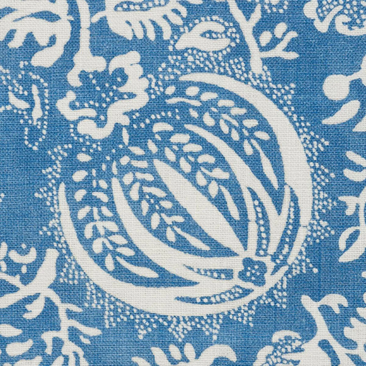 Schumacher 177690 Pomegranate Print Indigo fabric swatch
