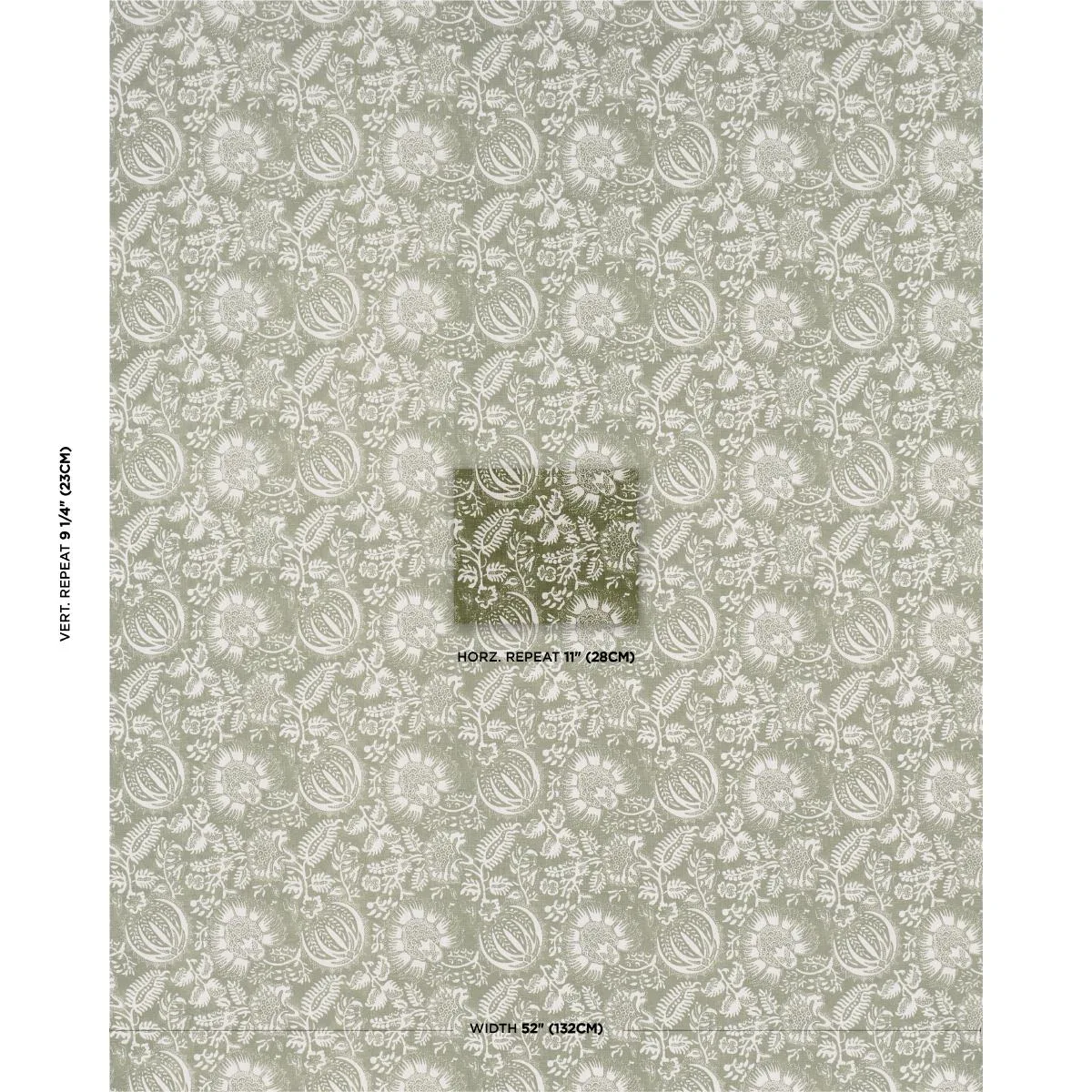 Schumacher 177695 Pomegranate Print Olive fabric swatch