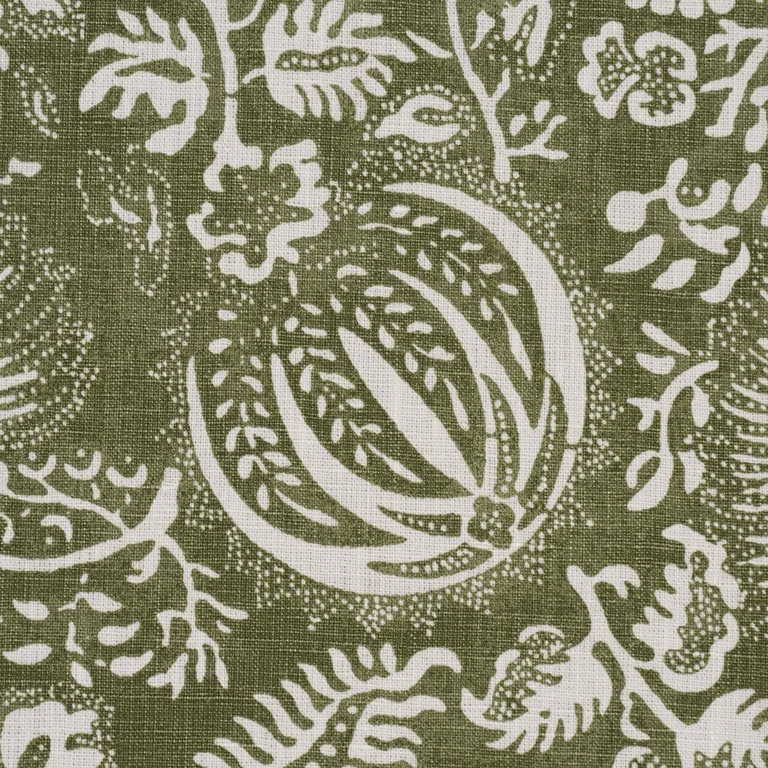 Schumacher 177695 Pomegranate Print Olive fabric swatch