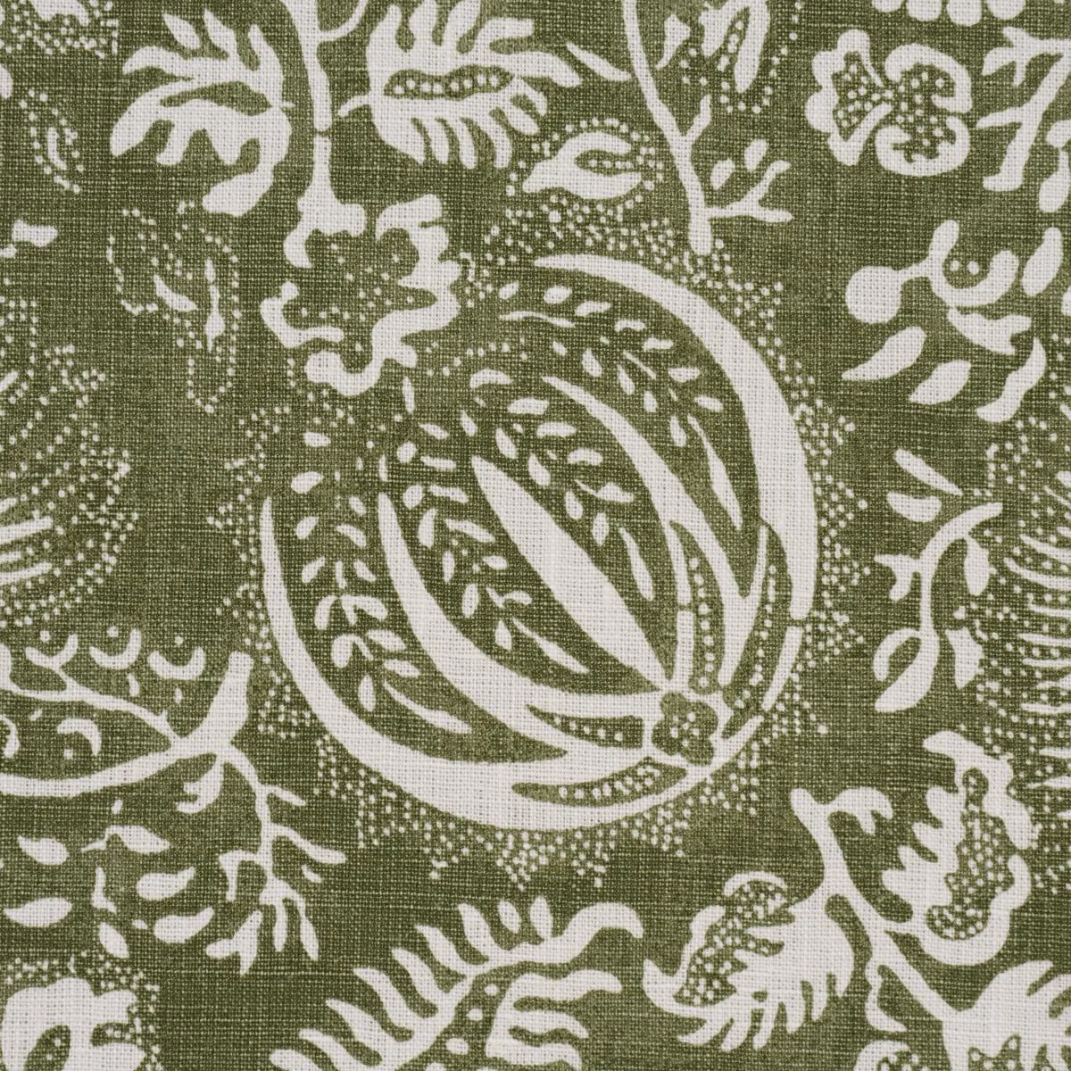 Schumacher 177695 Pomegranate Print Olive fabric swatch