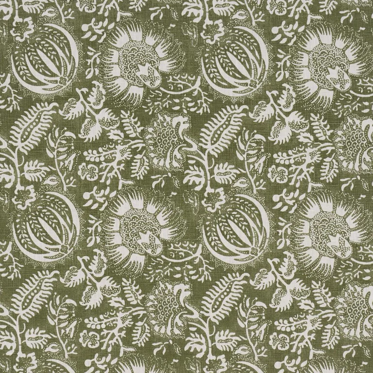 Schumacher 177695 Pomegranate Print Olive fabric swatch