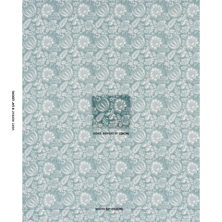 Schumacher 177696 Pomegranate Print Peacock fabric swatch