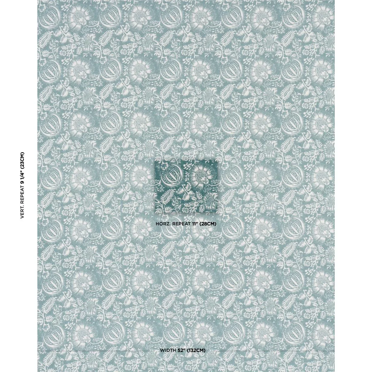Schumacher 177696 Pomegranate Print Peacock fabric swatch