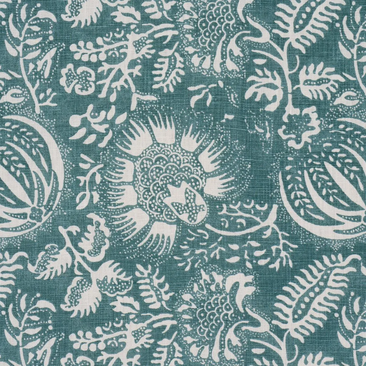 Schumacher 177696 Pomegranate Print Peacock fabric swatch
