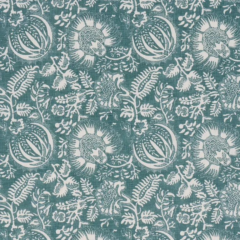Schumacher 177696 Pomegranate Print Peacock fabric swatch